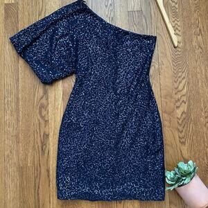B. Darlin Blue One Shoulder Sequin Fitted Dress